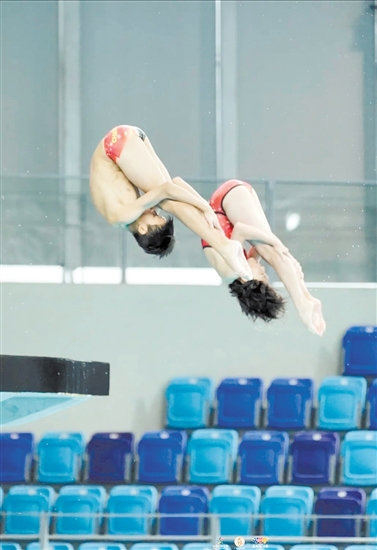 跳水小將在空中劃出優(yōu)美的弧線，展現(xiàn)了力與美的完美結(jié)合。